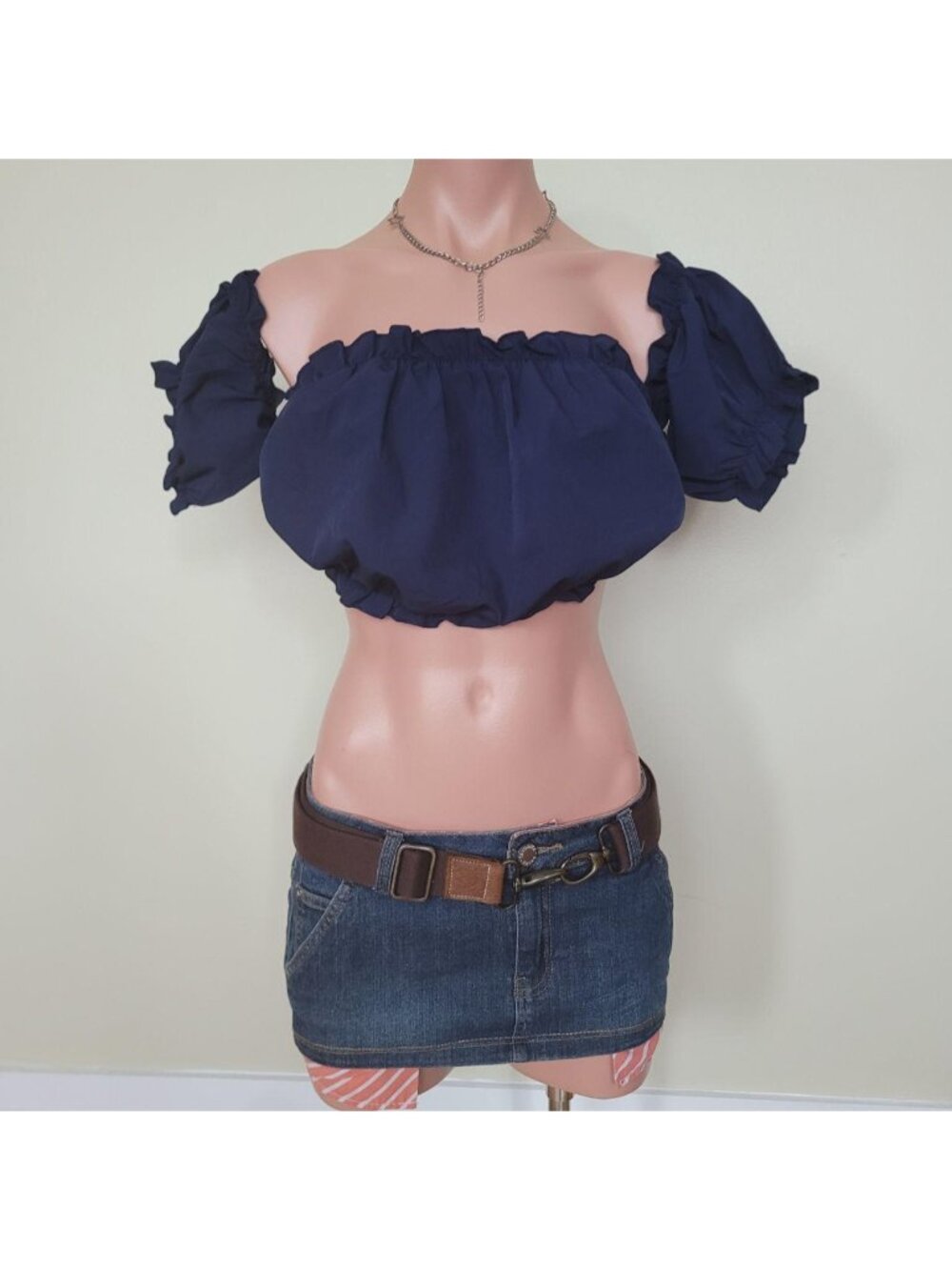 Shein Navy Frill Off-Shoulder Plus Size Cami Tank Top (XL)